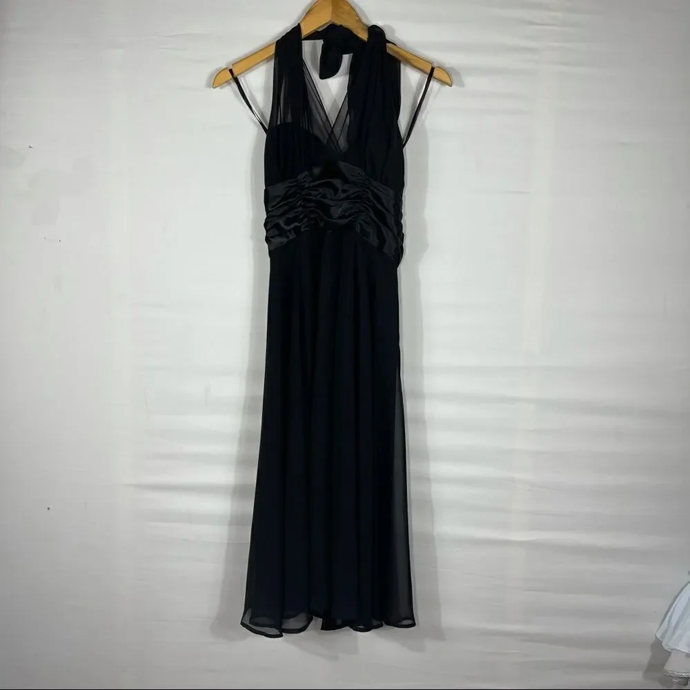 Connect A-Line Halter Black Short Chiffon Dress